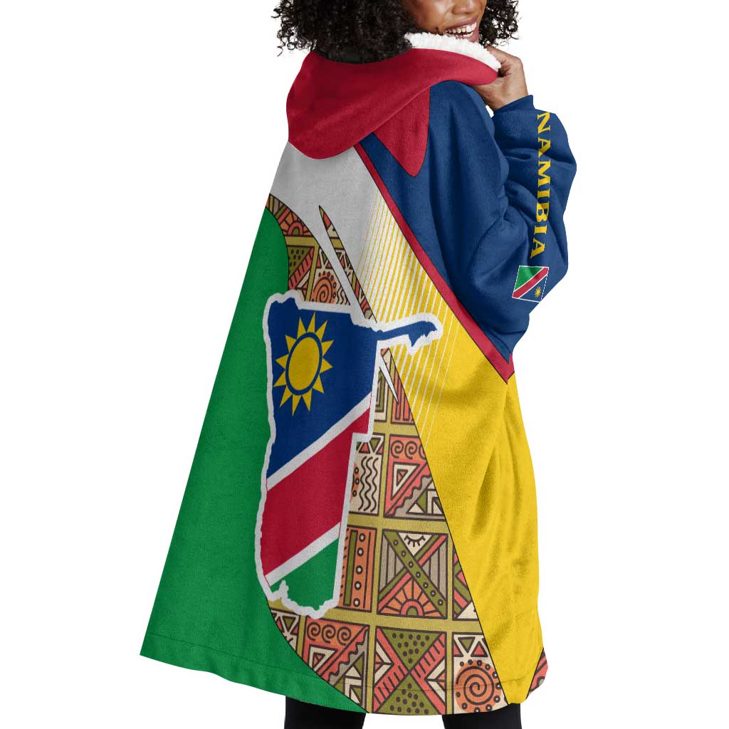 Afro Namibia Map Wearable Blanket Hoodie National Emblem and Cultural Motif Design TS04