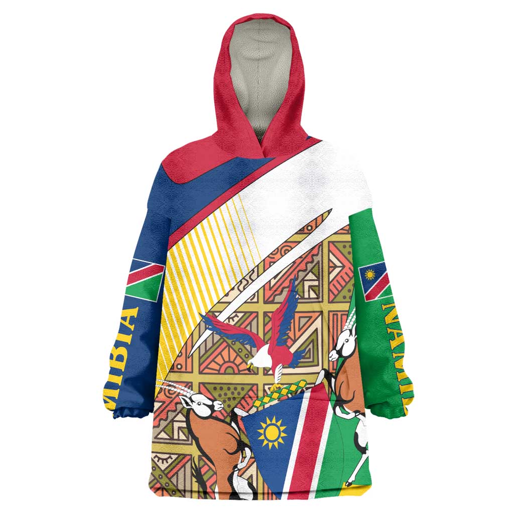 Afro Namibia Map Wearable Blanket Hoodie National Emblem and Cultural Motif Design TS04