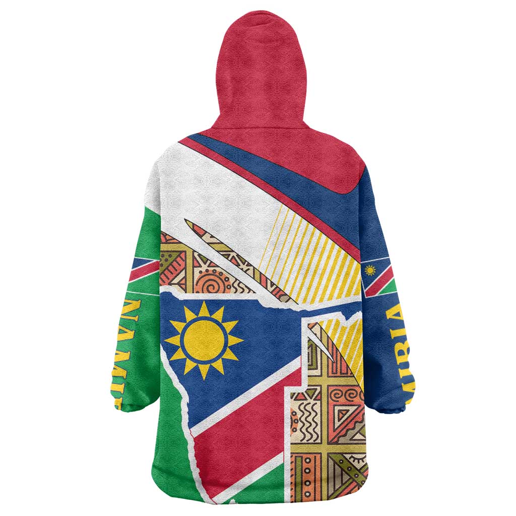Afro Namibia Map Wearable Blanket Hoodie National Emblem and Cultural Motif Design TS04