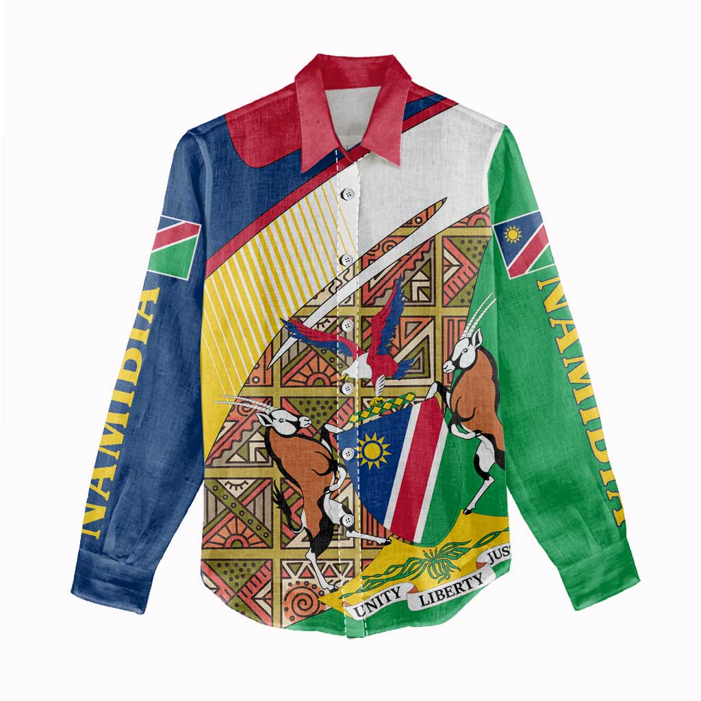 Afro Namibia Map Women Casual Shirt National Emblem and Cultural Motif Design TS04