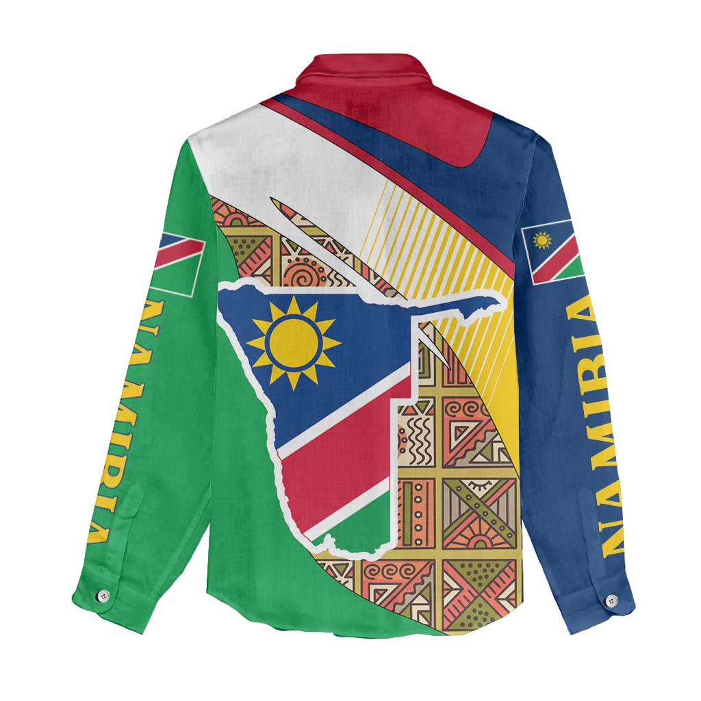 Afro Namibia Map Women Casual Shirt National Emblem and Cultural Motif Design TS04