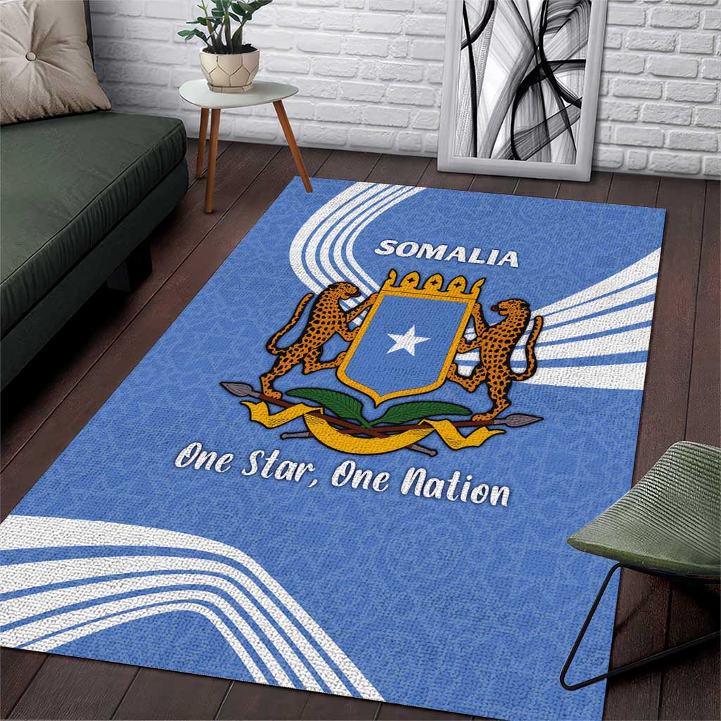 Somalia Area Rug with Coat of Arms One Star One Nation Blue White Spirit TS04