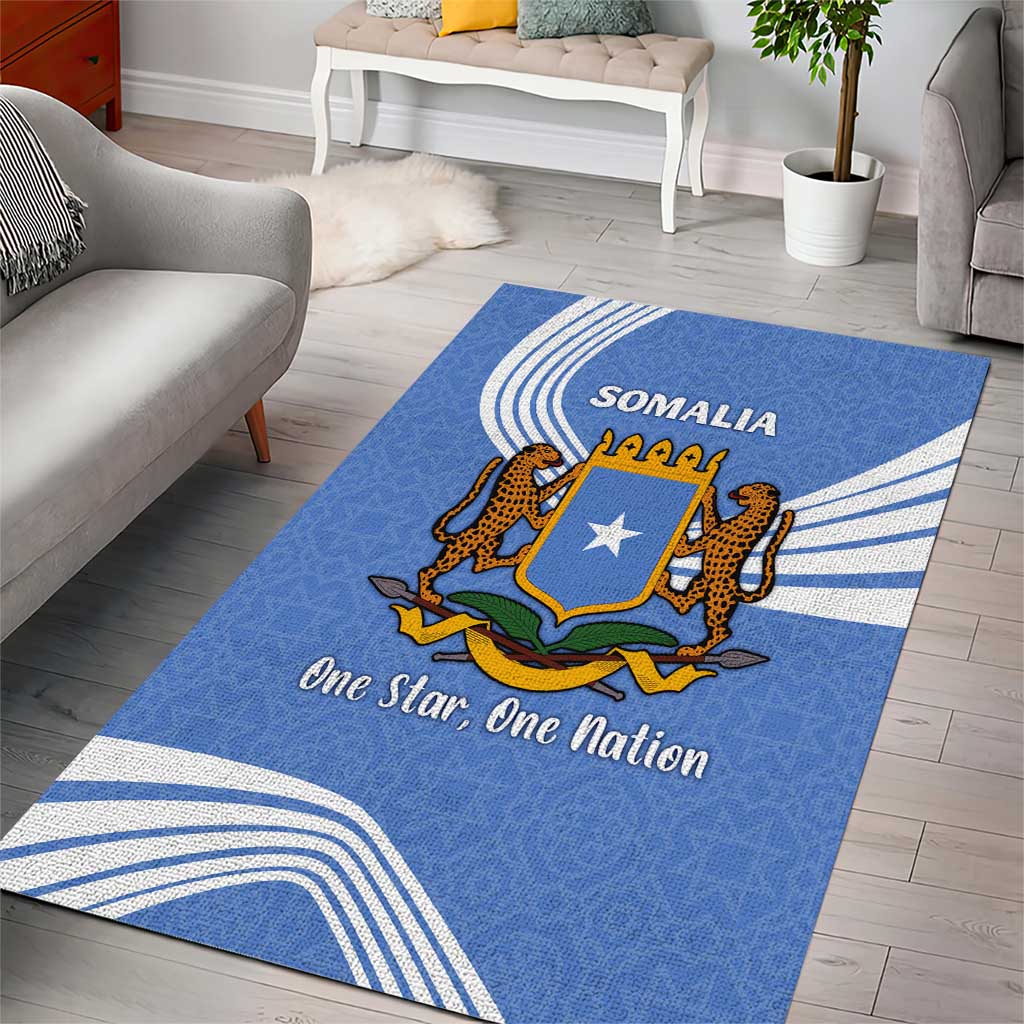 Somalia Area Rug with Coat of Arms One Star One Nation Blue White Spirit TS04