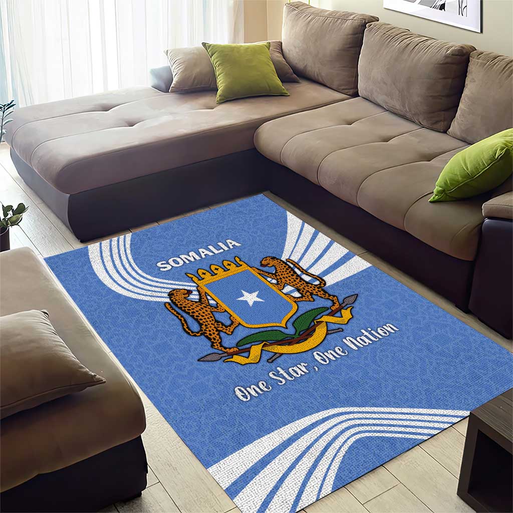 Somalia Area Rug with Coat of Arms One Star One Nation Blue White Spirit TS04