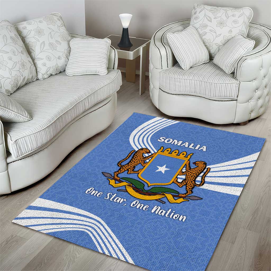 Somalia Area Rug with Coat of Arms One Star One Nation Blue White Spirit TS04