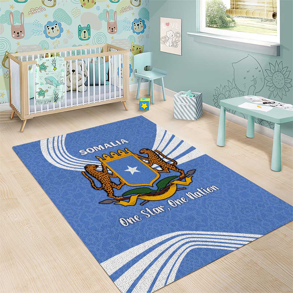 Somalia Area Rug with Coat of Arms One Star One Nation Blue White Spirit TS04