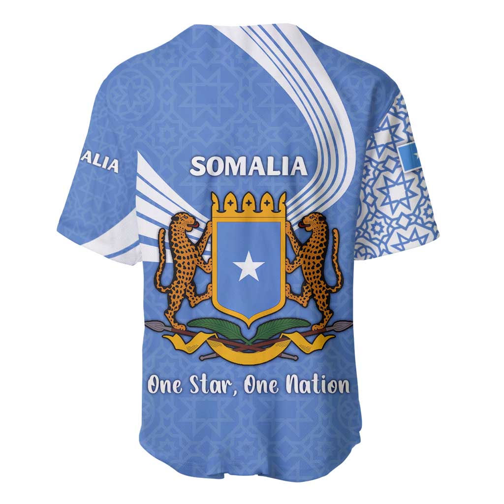 Somalia Baseball Jersey with Coat of Arms One Star One Nation Blue White Spirit TS04