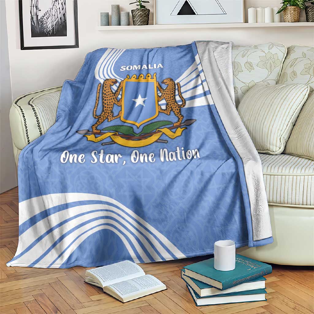 Somalia Blanket with Coat of Arms One Star One Nation Blue White Spirit TS04