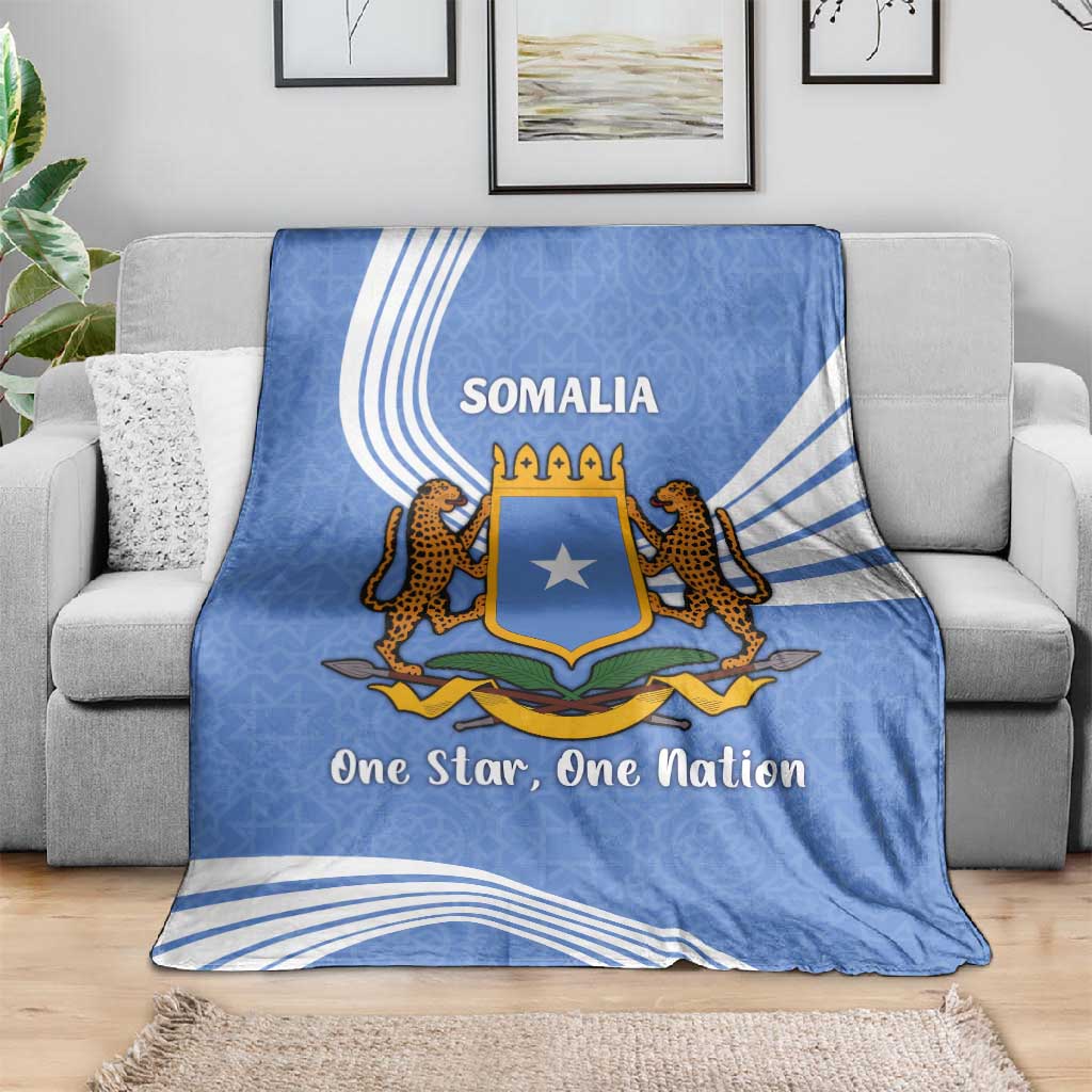 Somalia Blanket with Coat of Arms One Star One Nation Blue White Spirit TS04