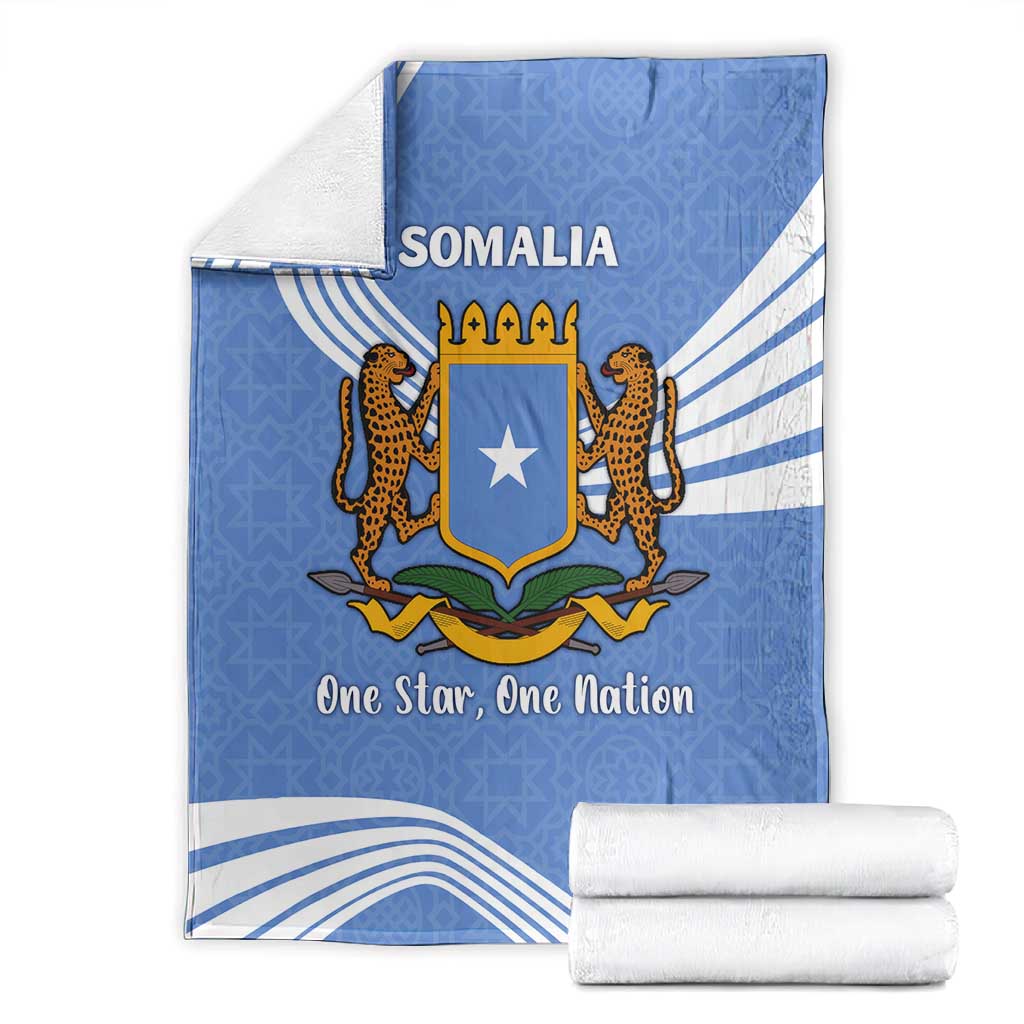 Somalia Blanket with Coat of Arms One Star One Nation Blue White Spirit TS04