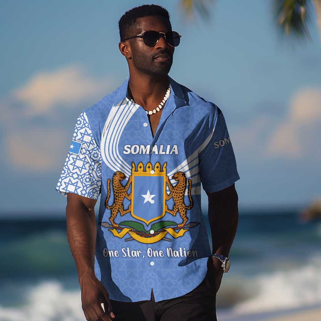 Somalia Hawaiian Shirt with Coat of Arms One Star One Nation Blue White Spirit TS04