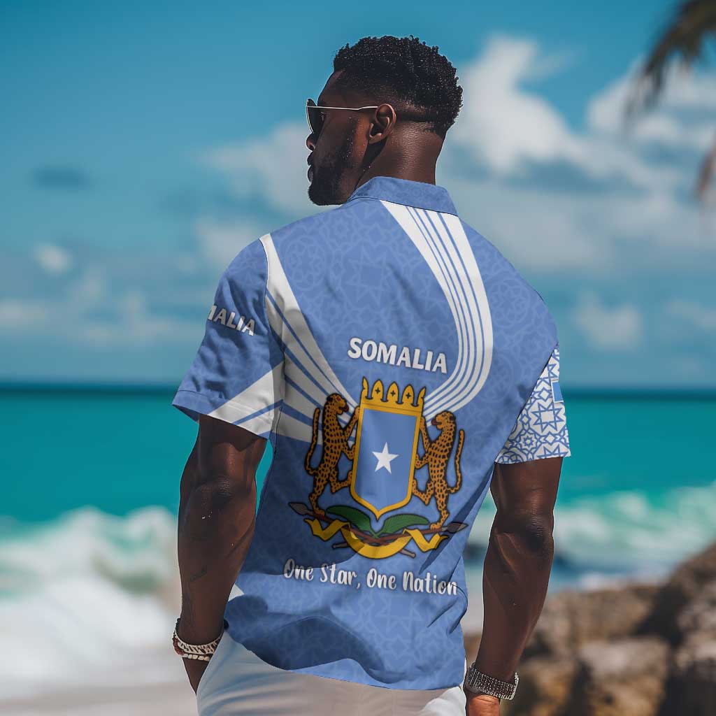 Somalia Hawaiian Shirt with Coat of Arms One Star One Nation Blue White Spirit TS04