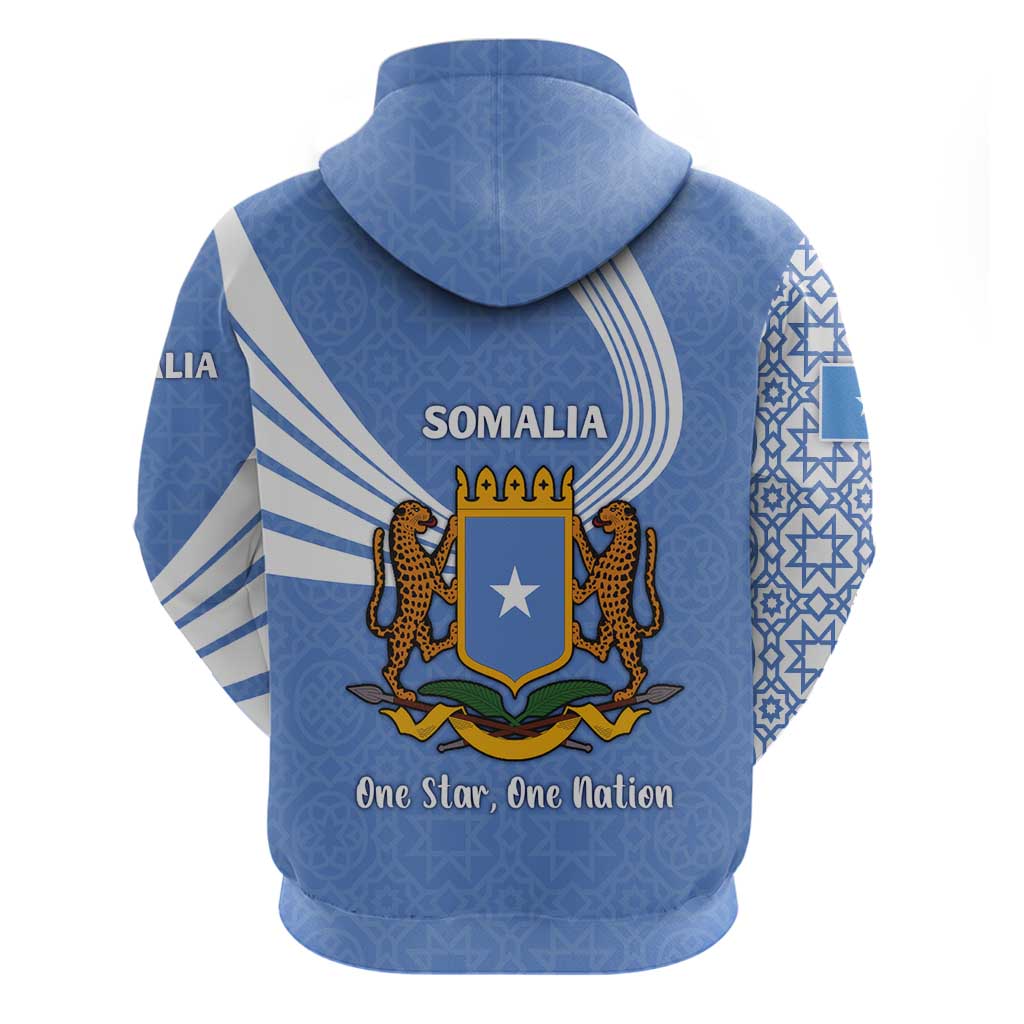 Somalia Hoodie with Coat of Arms One Star One Nation Blue White Spirit TS04