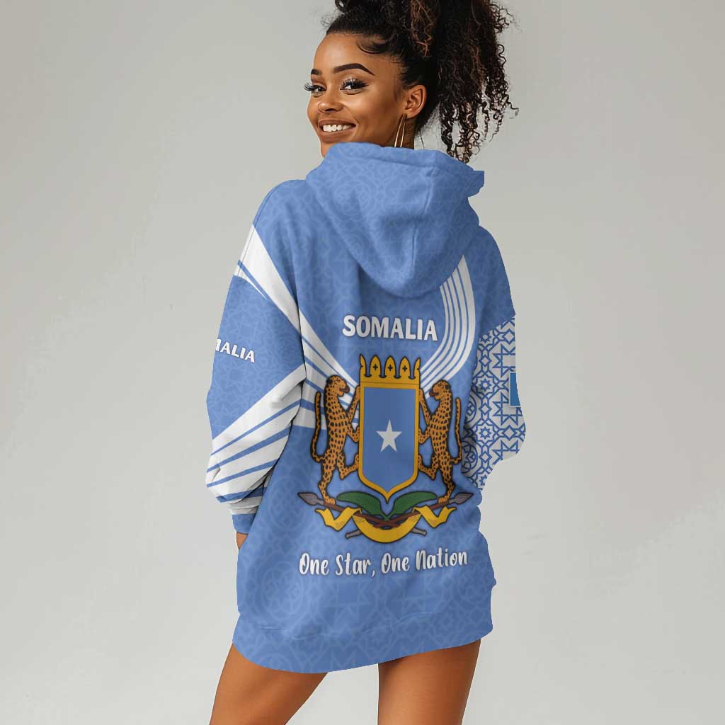 Somalia Hoodie Dress with Coat of Arms One Star One Nation Blue White Spirit TS04