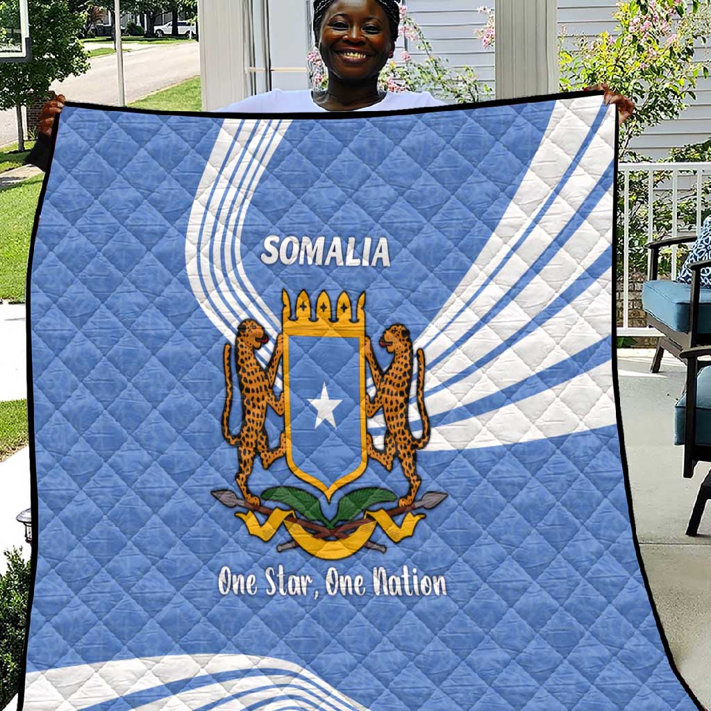 Somalia Quilt with Coat of Arms One Star One Nation Blue White Spirit TS04