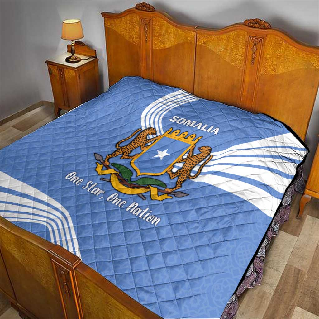 Somalia Quilt with Coat of Arms One Star One Nation Blue White Spirit TS04