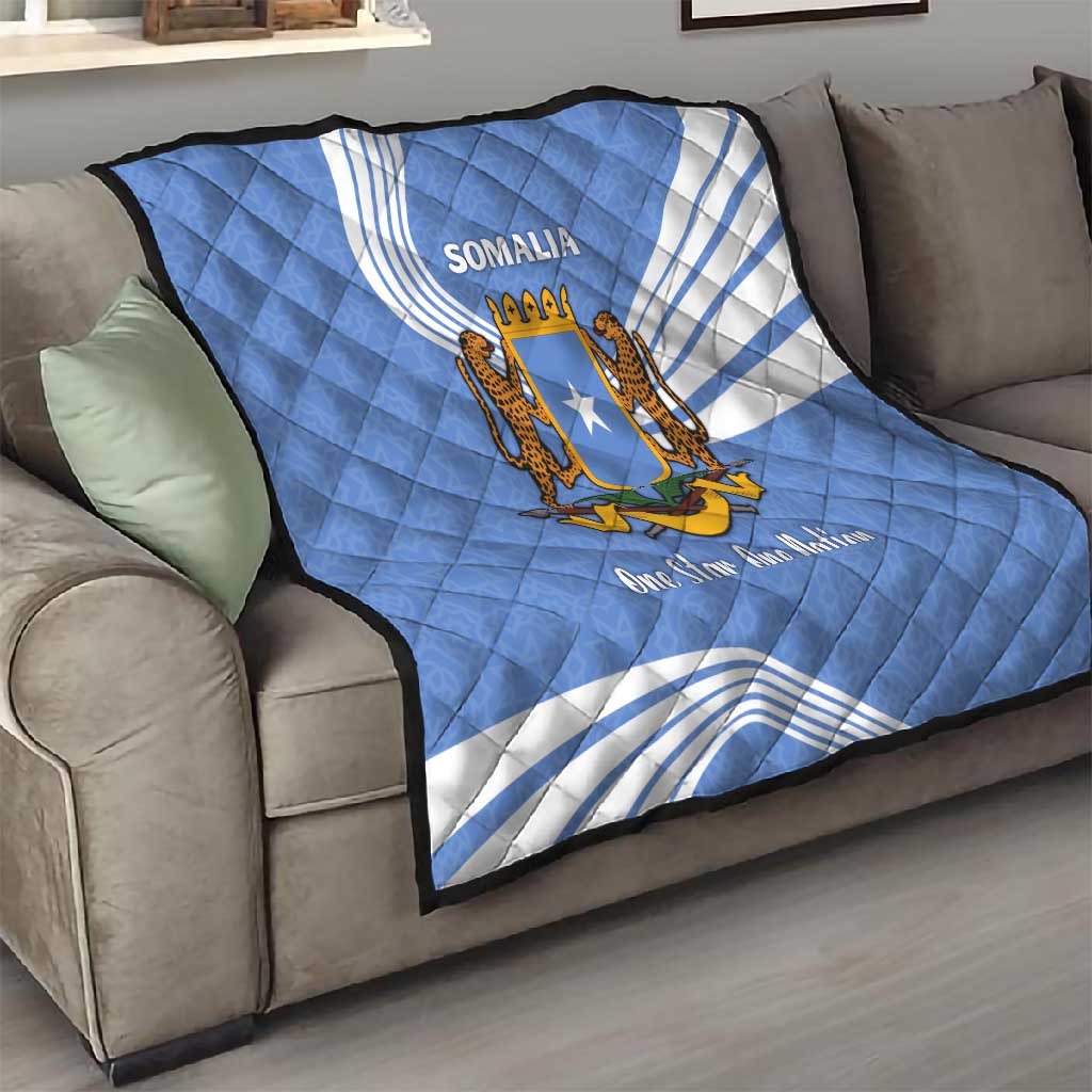 Somalia Quilt with Coat of Arms One Star One Nation Blue White Spirit TS04