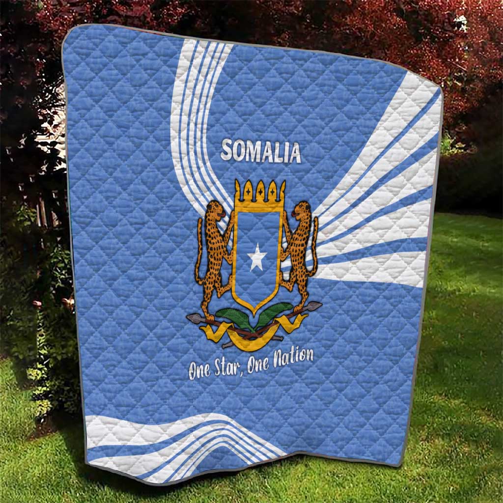 Somalia Quilt with Coat of Arms One Star One Nation Blue White Spirit TS04