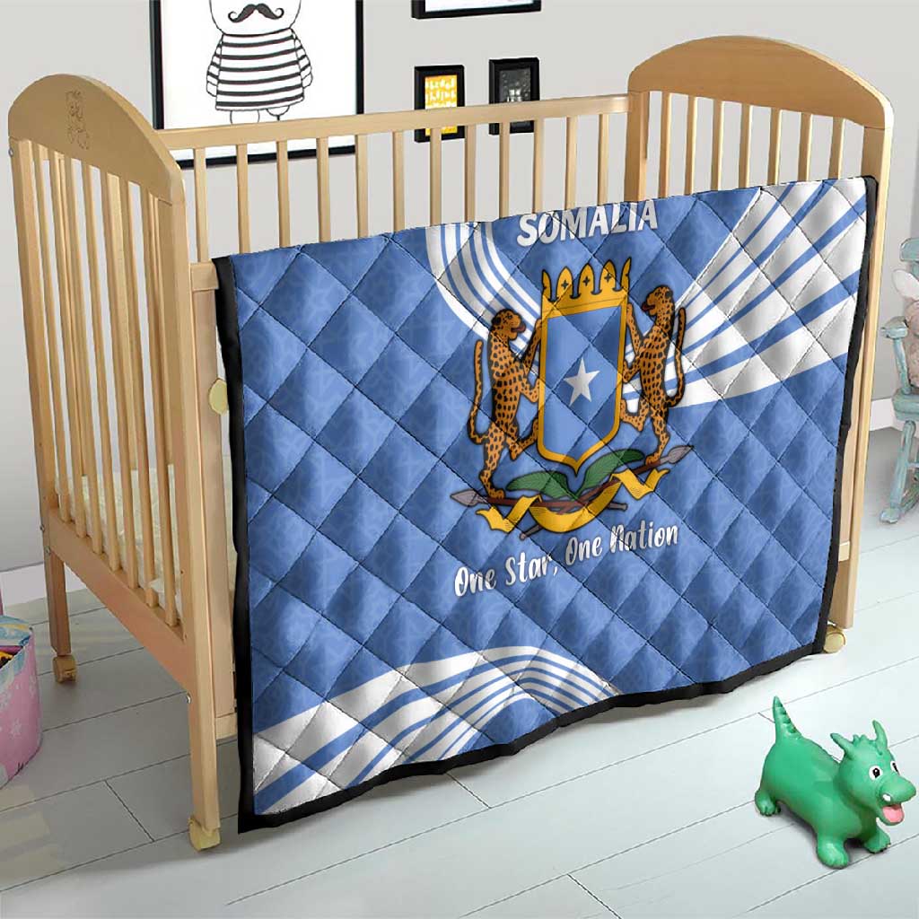 Somalia Quilt with Coat of Arms One Star One Nation Blue White Spirit TS04