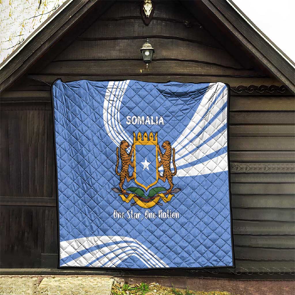 Somalia Quilt with Coat of Arms One Star One Nation Blue White Spirit TS04