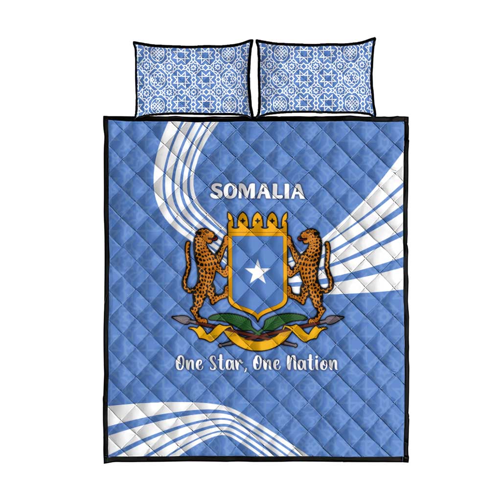 Somalia Quilt Bed Set with Coat of Arms One Star One Nation Blue White Spirit TS04