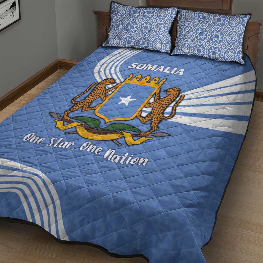 Somalia Quilt Bed Set with Coat of Arms One Star One Nation Blue White Spirit TS04