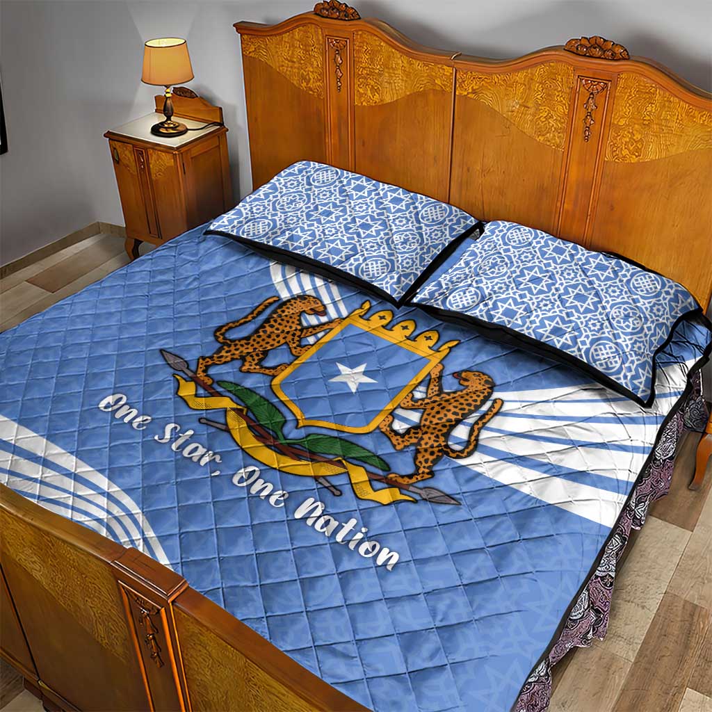 Somalia Quilt Bed Set with Coat of Arms One Star One Nation Blue White Spirit TS04