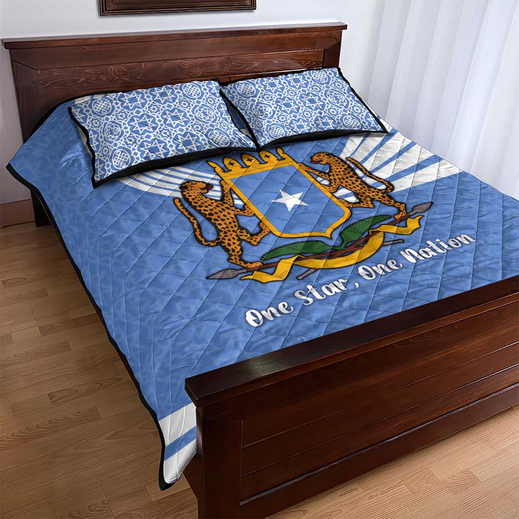 Somalia Quilt Bed Set with Coat of Arms One Star One Nation Blue White Spirit TS04