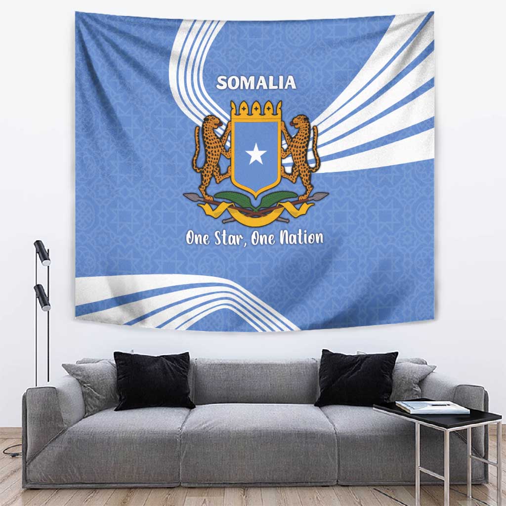 Somalia Tapestry with Coat of Arms One Star One Nation Blue White Spirit TS04