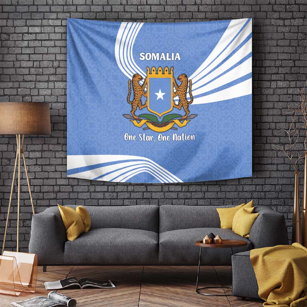 Somalia Tapestry with Coat of Arms One Star One Nation Blue White Spirit TS04