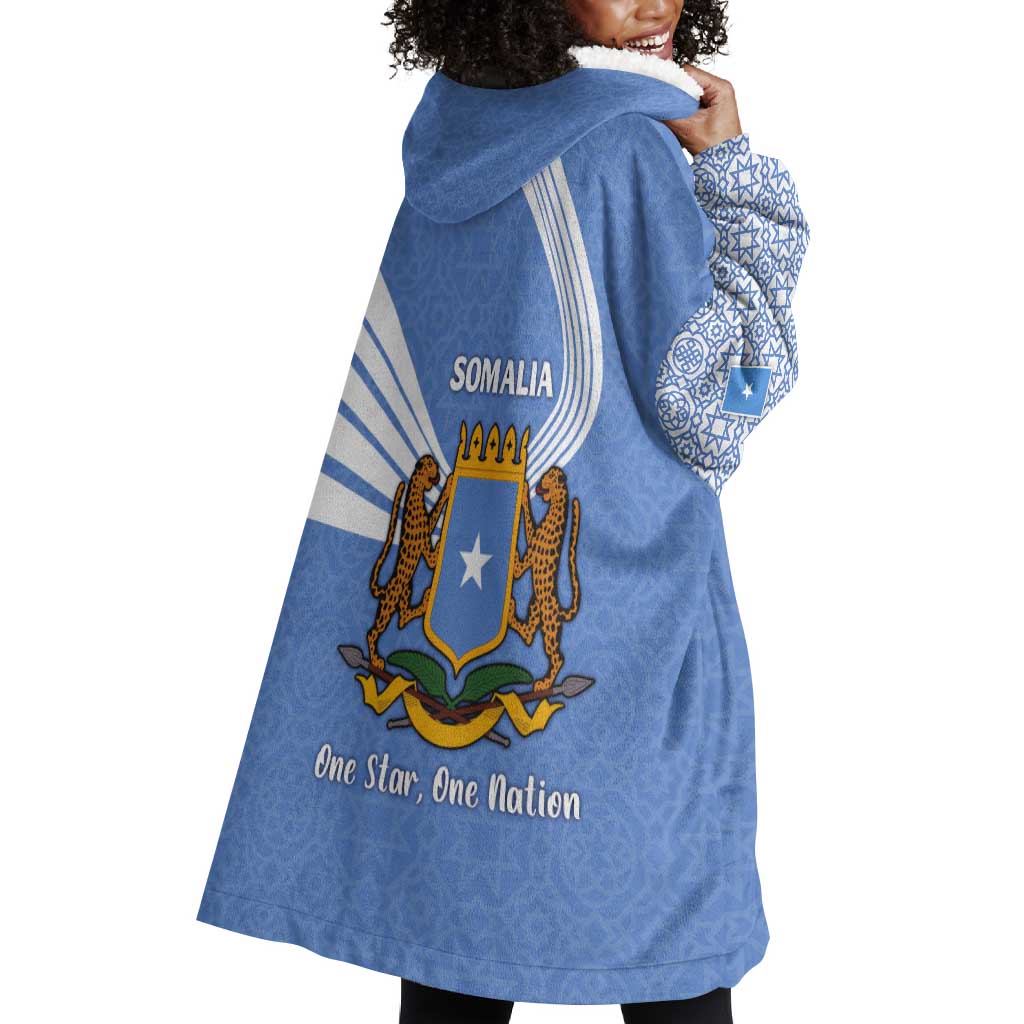 Somalia Wearable Blanket Hoodie with Coat of Arms One Star One Nation Blue White Spirit TS04