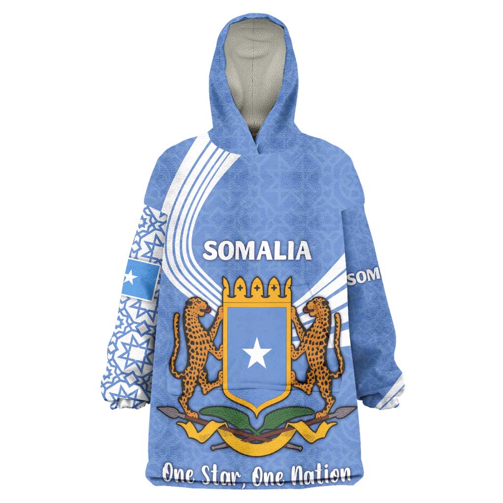 Somalia Wearable Blanket Hoodie with Coat of Arms One Star One Nation Blue White Spirit TS04