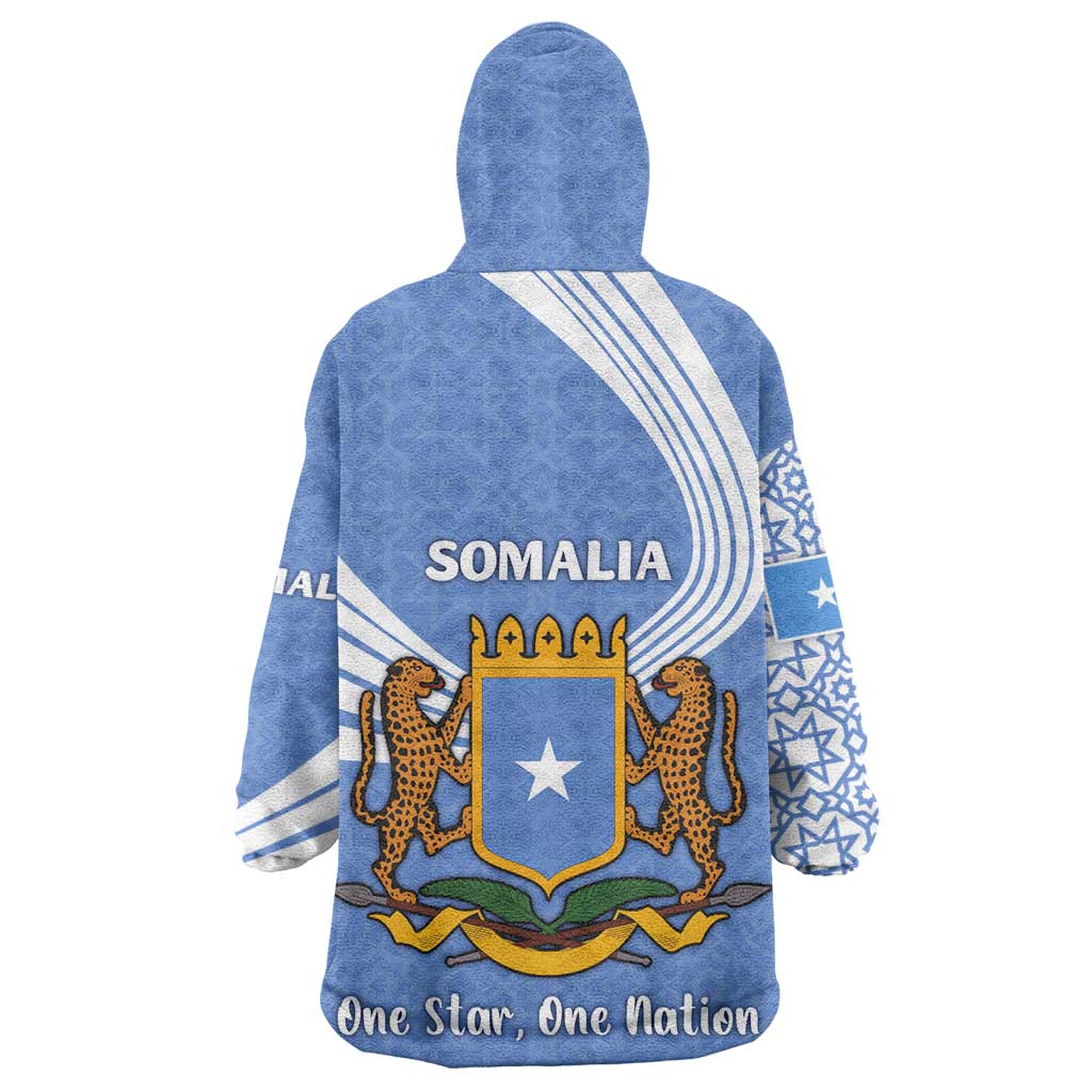 Somalia Wearable Blanket Hoodie with Coat of Arms One Star One Nation Blue White Spirit TS04