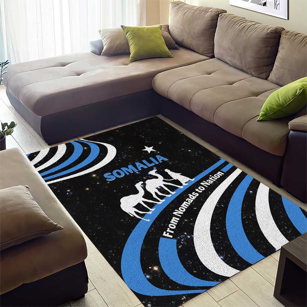 Somalia Area Rug with From Nomads to Nation Camel Galaxy Flag Spirit TS04