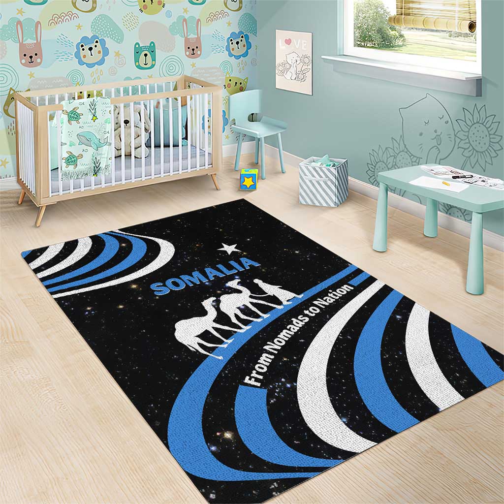 Somalia Area Rug with From Nomads to Nation Camel Galaxy Flag Spirit TS04
