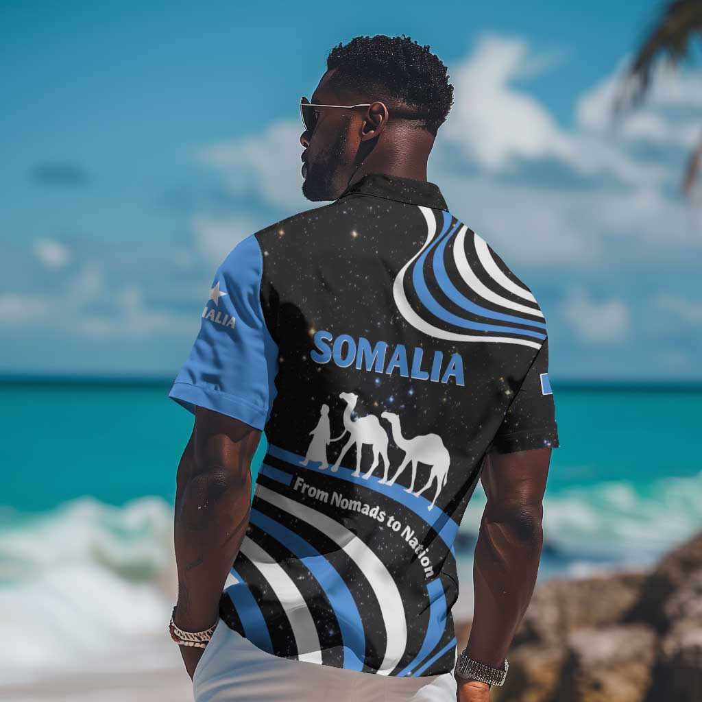 Somalia Hawaiian Shirt with From Nomads to Nation Camel Galaxy Flag Spirit TS04