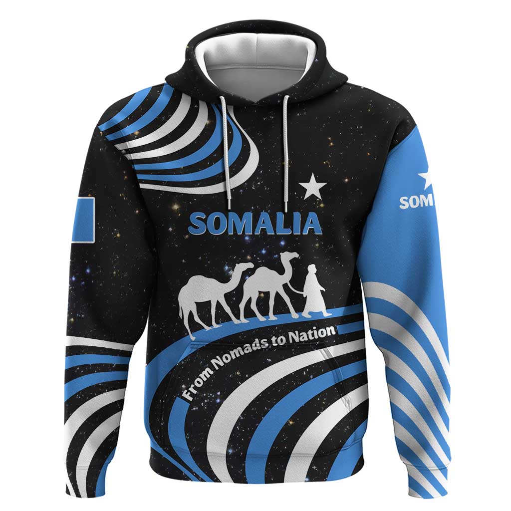 Somalia Hoodie with From Nomads to Nation Camel Galaxy Flag Spirit TS04