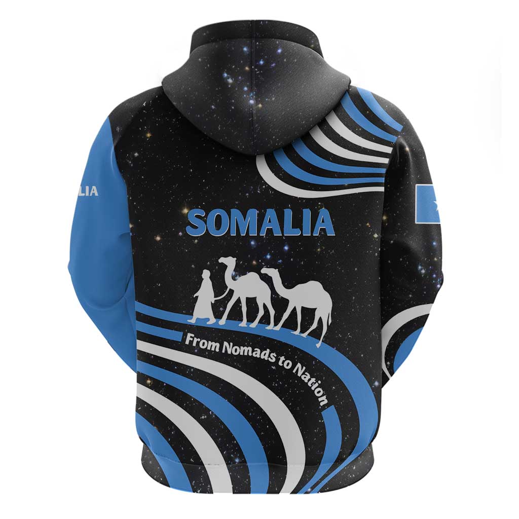 Somalia Hoodie with From Nomads to Nation Camel Galaxy Flag Spirit TS04