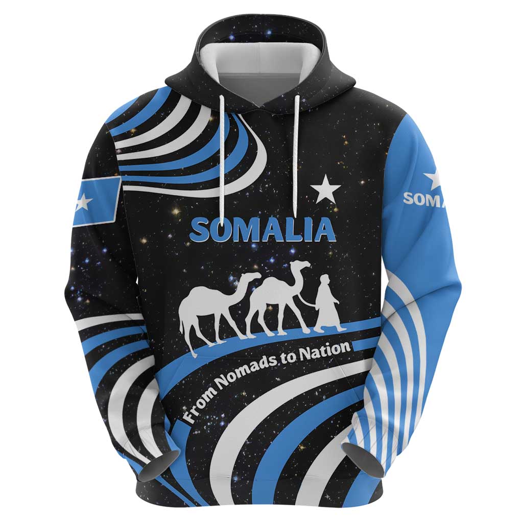 Somalia Hoodie with From Nomads to Nation Camel Galaxy Flag Spirit TS04