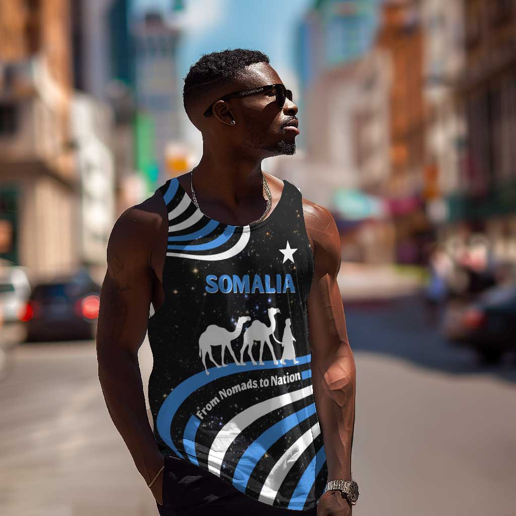 Somalia Men Tank Top with From Nomads to Nation Camel Galaxy Flag Spirit TS04