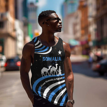 Somalia Men Tank Top with From Nomads to Nation Camel Galaxy Flag Spirit TS04