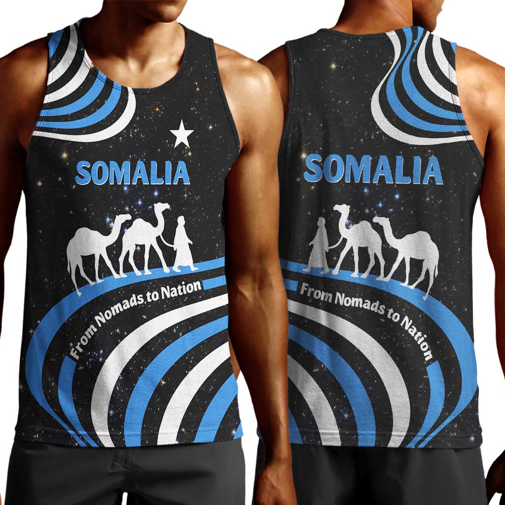 Somalia Men Tank Top with From Nomads to Nation Camel Galaxy Flag Spirit TS04