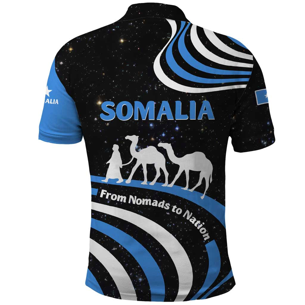 Somalia Polo Shirt with From Nomads to Nation Camel Galaxy Flag Spirit TS04