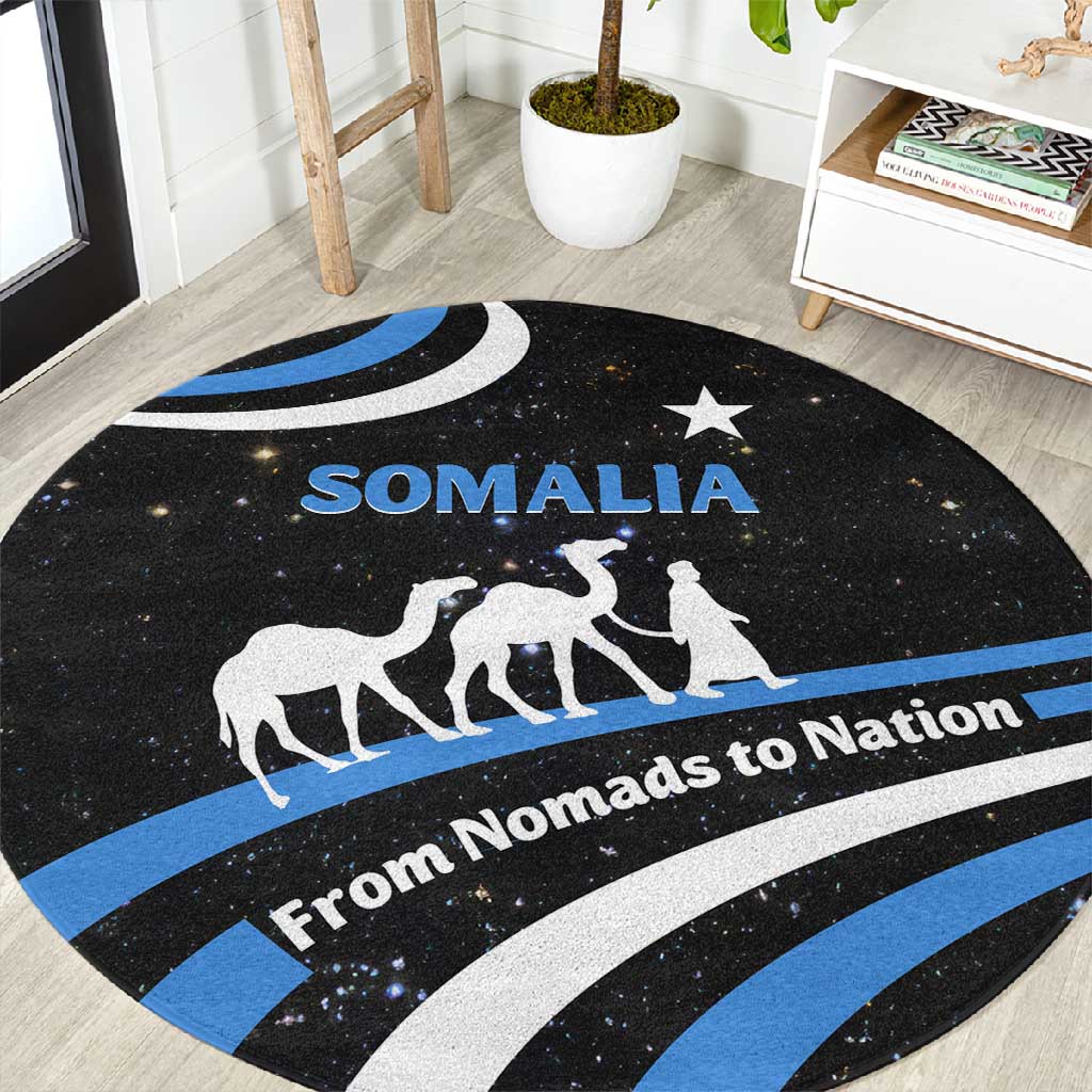 Somalia Round Carpet with From Nomads to Nation Camel Galaxy Flag Spirit TS04