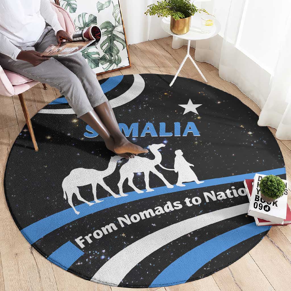 Somalia Round Carpet with From Nomads to Nation Camel Galaxy Flag Spirit TS04
