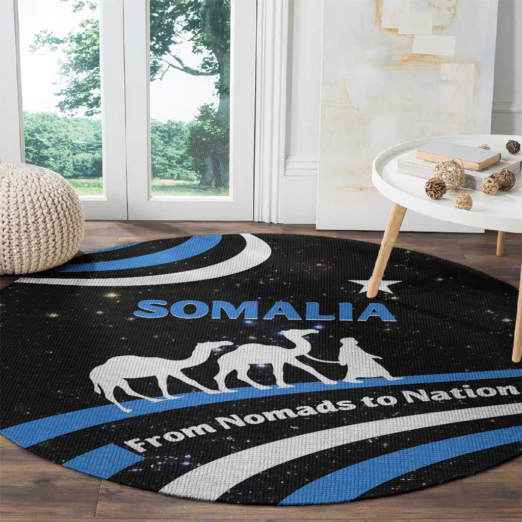 Somalia Round Carpet with From Nomads to Nation Camel Galaxy Flag Spirit TS04