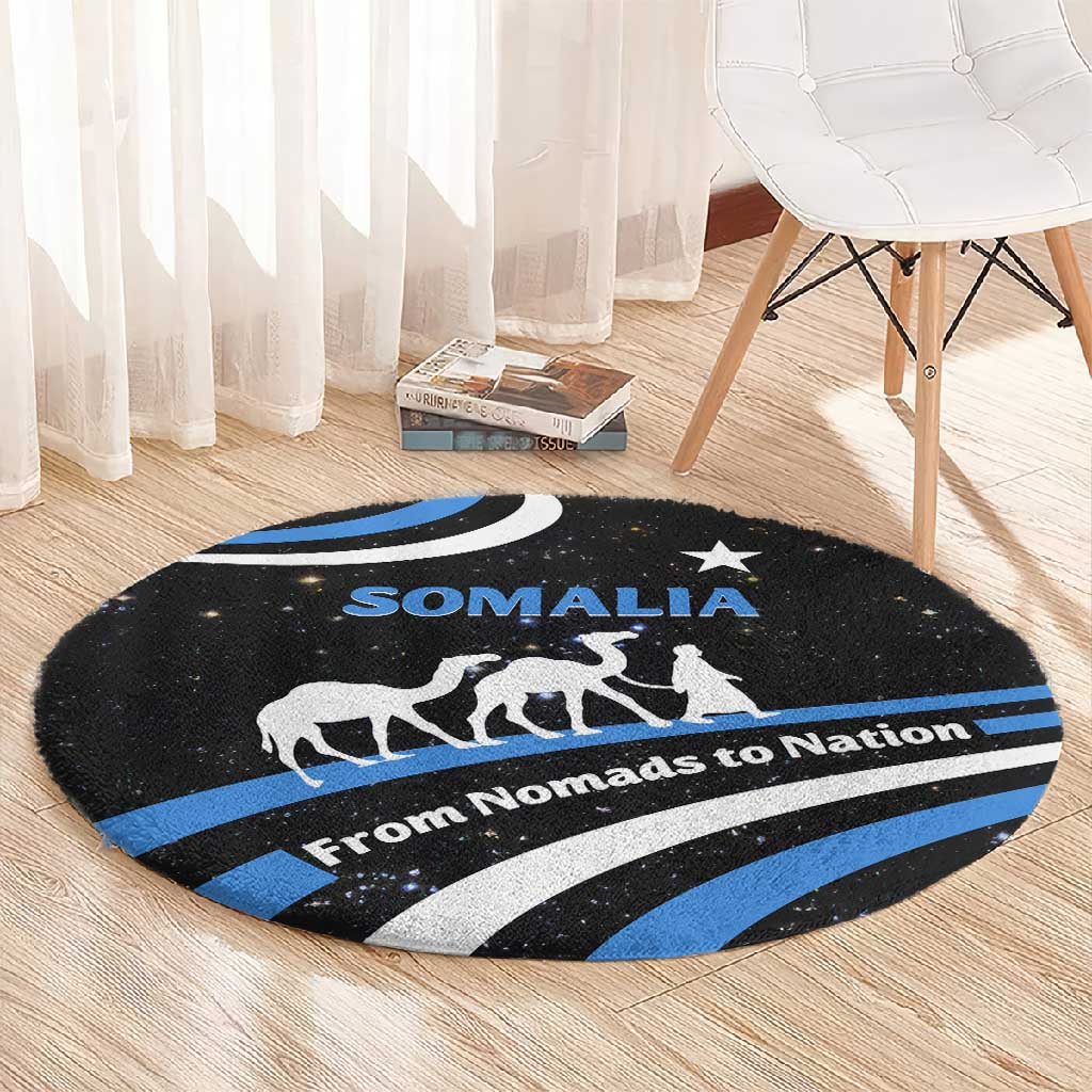 Somalia Round Carpet with From Nomads to Nation Camel Galaxy Flag Spirit TS04