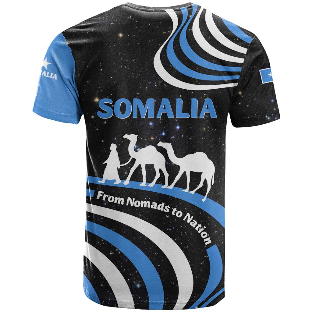 Somalia T shirt with From Nomads to Nation Camel Galaxy Flag Spirit TS04