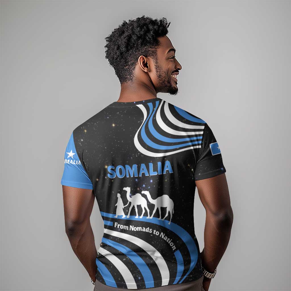 Somalia T shirt with From Nomads to Nation Camel Galaxy Flag Spirit TS04