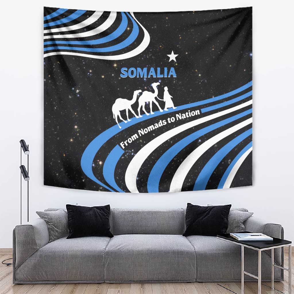 Somalia Tapestry with From Nomads to Nation Camel Galaxy Flag Spirit TS04